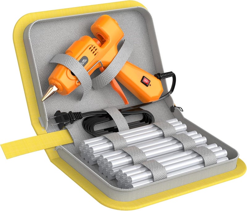 iZiO Hot glue gun and sticks set with 21 glue sticks (7/16")& storage pouch, ideal for bonding wood, fabric, plastic, diy projects, home repairs,handmade crafts，photo frames, diy fairy gardens,orange - Image 1
